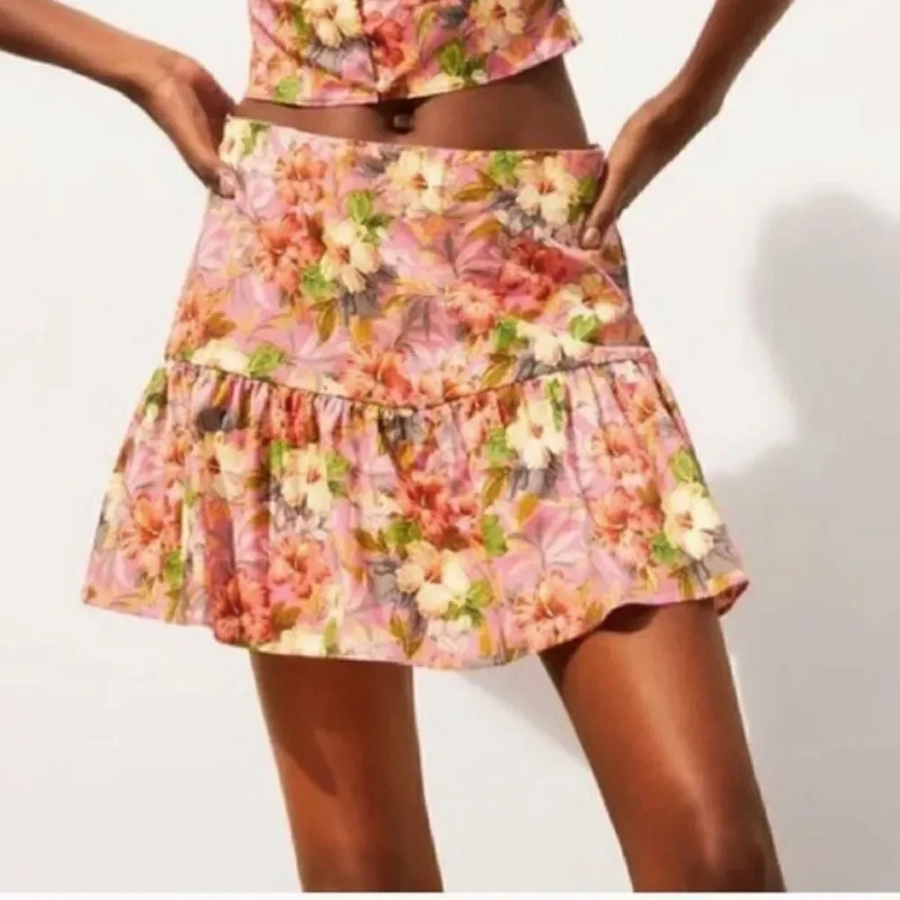 Zara Floral Ruffle Skort